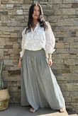 Marina Chalk Stripe Palazzo Pant Khaki